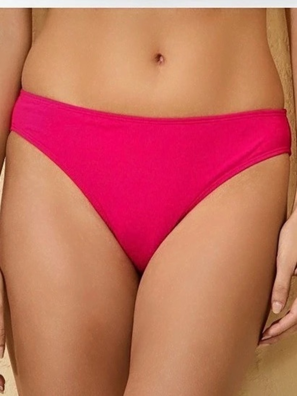 Shade & Shore Women's Ribbed Low-Rise Medium Coverage Hipster Bikini Bottom Pink